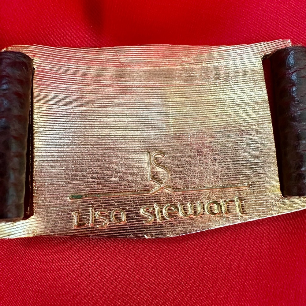 LISA STEWART Gold Plate/ Dark Brown Leather Initial "A"
Cuff Bracelet - Picture 5 of 5